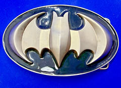 Batman DC Comics Superhero S07 Black & Silver Color Used Oval Belt Buckle