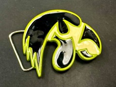 Hawkeye Bird Shaped Colorful Green Black Enamel NOS Cutout Belt Buckle