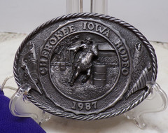 1987 Cherokee Iowa Rodeo Limited Ed #172 Of 300 Belt Buckle Cowboy Barrel Racing