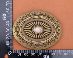 Antique Brass Western cowboy Flower Pattern Turquoise Leathercraft Belt Buckle