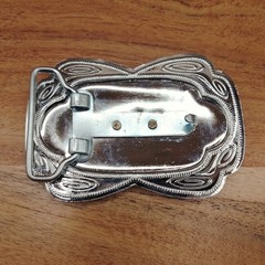 Vtg Western Engraved Style Horse Head Floral Scroll Cowboy Belt Buckle