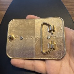 Vintage Belt Buckle Western Style Gold Ornate with Large Brown Oval Stone