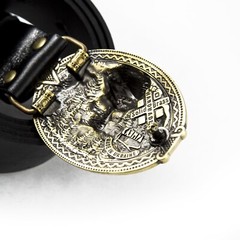Brass belt buckle « 3D Klamra », Skull buckle, Ukrainian Molfar, Logo Klamra