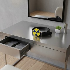 Unisex Fashion Belt Buckle Silver Metal Yellow Nuke Bomb Nuclear Animation Anime