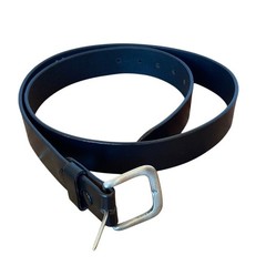 C L Men&rsquo;s Black 100% Leather Belt Brushed Silver Buckle Size 42&Prime; Classic Basis