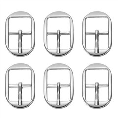 6 Pcs 0.6 Inch Single Prong Buckles Oval Center Bar Buckles, Silver Tone