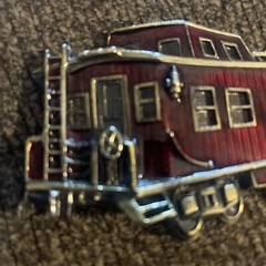 Vintage Train Caboose Belt Buckle 1979 Great American Buckle Co High Gloss Brass