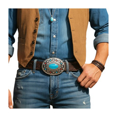 Men Women Buckle Silver Metal Western Fashion Turquoise Blue Ethnic Bohemian