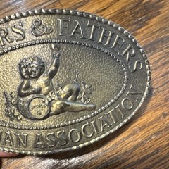 Ficca Italian Mothers & Fathers Oval Western Belt Buckle Gold Metal 1.5in Fit