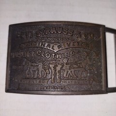 BELT BUCKLE Levi Strauss & Co. Blue Jeans Original Riveted Rectangle Vintage