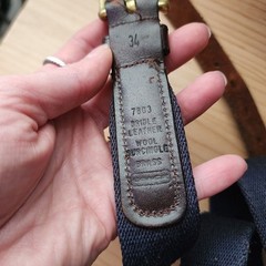COACH Vintage Brindle Leather Wool Belt Navy Brass Buckle Size 34