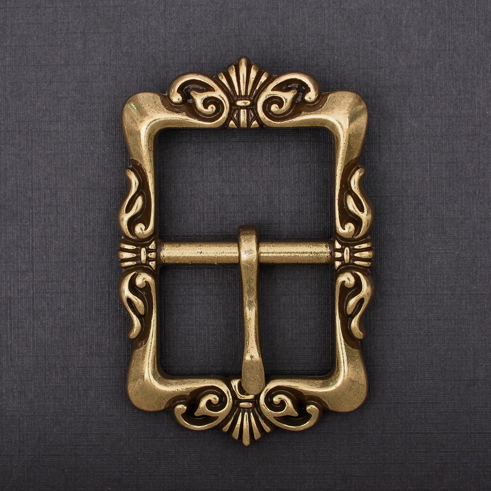 Retro Brass Flower Pin Center Bar Belt Buckle for Leather Belt Fit 33mm Strap