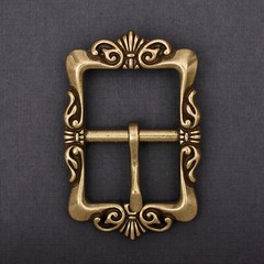 Retro Brass Flower Pin Center Bar Belt Buckle for Leather Belt Fit 33mm Strap