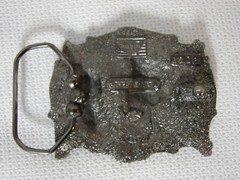 Vtg 90s 3D Engraved Wolf Wolves Pewter Metal Belt Buckle Made In USA by Gap