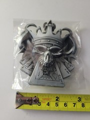 Skull With Crown And Cards Belt Buckle