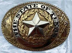Lot of 2 Belt Buckles: State of Texas by Justin Boots & Dalton Gang 1892 Bank