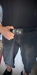 Eagle Americana Industrial Mirror Blue Balls Belt Buckle OOAK Darren McNeese