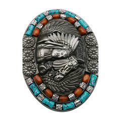 Men Silver Metal Belt Western Native Indian Warrior Horse Feather Eagle Wings