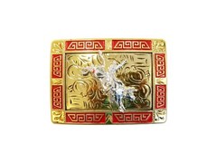 Western Buckle Gold Silver Red Bull Rider Cowboy Buckle Fit 2 » Hebilla Vaquero