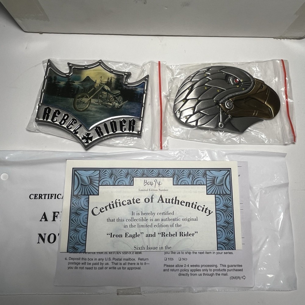 Biker Ride Hard Pewter Belt Buckle Set – Iron Eagle & Rebel Rider COA Motorcycle