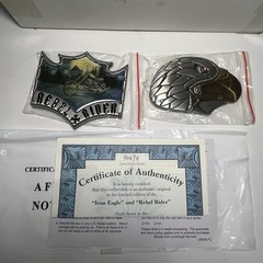 Biker Ride Hard Pewter Belt Buckle Set – Iron Eagle & Rebel Rider COA Motorcycle