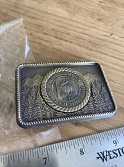Men&rsquo;s NRA Whittington Center Belt Buckle National Rifle Brass Guns Lot Of 2