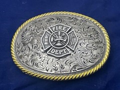 Firefighter FD Fire Department Western Style Buckle (Pewter)