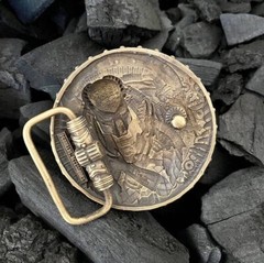 Mens Belt Buckle »ALIEN vs. PREDATOR » Solid Handmade Brass Buckle Vintage Viking