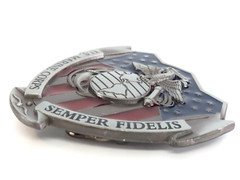 US Marine Corps Semper Fidelis Metal Enameled 3D Belt Buckle