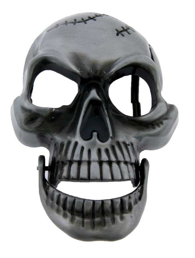 Skull Belt Buckle Pirate Crossbones Silver Metal Fashion Costume Halloween Mens