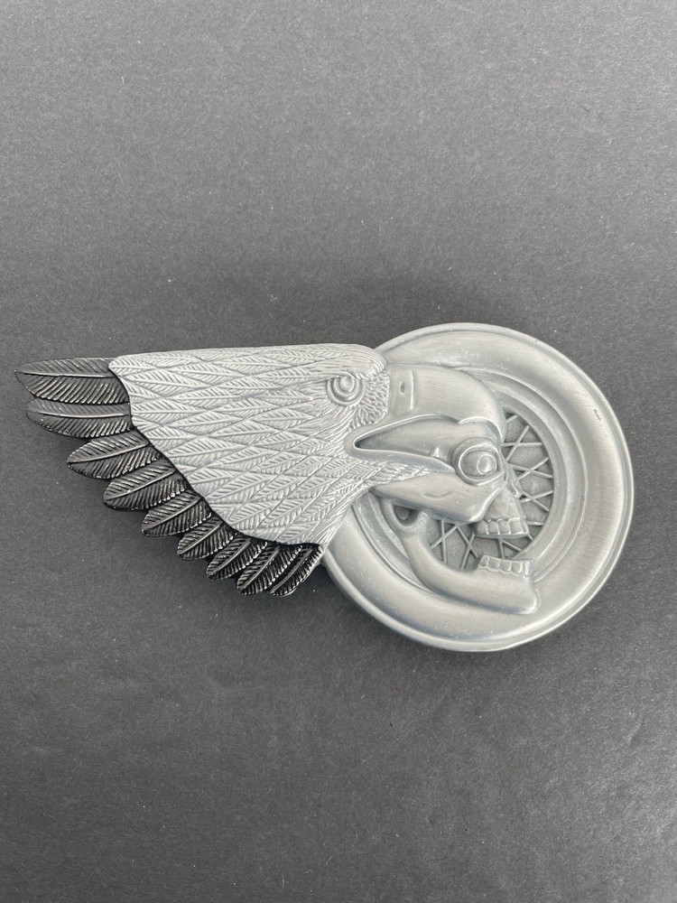 Eagle Skull Motorcycle Belt Buckle Wheel Chopper Biker Rider Gothic Tattoo Rock