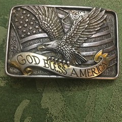 Nocona God Bless America Buckle American Flag-Eagle Belt Buckle W/BONUS