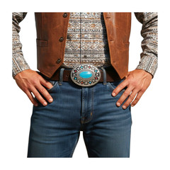Men Women Buckle Silver Metal Western Fashion Turquoise Blue Ethnic Bohemian
