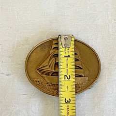 Vintage Brass “The Tall Ships” Belt Buckle Oval Nautical Sailing Ship USA