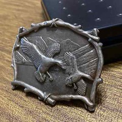 Vintage Solid Pewter Tone Ducks Geese Great American Buckle Company Belt Buckle