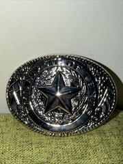 Men Silver Metal Belt Buckle Western Cowboy Texas State Lone Star Oval Jean Pant