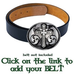 Cross Belt Buckle Biker Gothic Punk Christian Heraldic Pagan Bat Wings