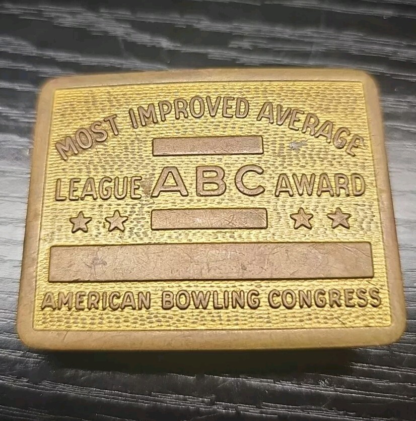American Bowling Congress Belt Buckle Most Improved Average Award Vintage