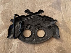 Belt Buckle Mens Guns & Handcuffs Black & Gray Metal 4.25” W X 3” H New