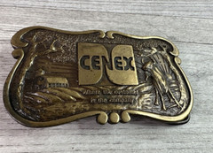 Vintage CENEX Farmers Union Collectible Brass Belt Buckle