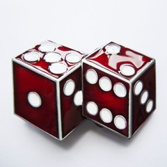 Red Dices Casino Craps Gamble Gambling Enamel Metal Belt Buckle