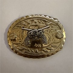 Men&rsquo;s Western Cowboy Oval Belt Buckle Gold/Silver Engraved Floral Boots