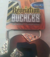 Revelation Hardware Chrome Bejeweled Cross Star Belt Buckle Christian 2.5&Prime; NEW!
