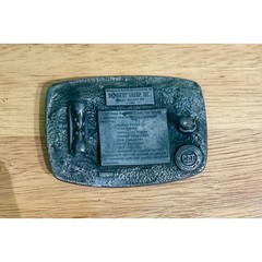 Vintage 1992 Caterpillar CAT Road Builders Belt Buckle Norscot Group Inc Pewter