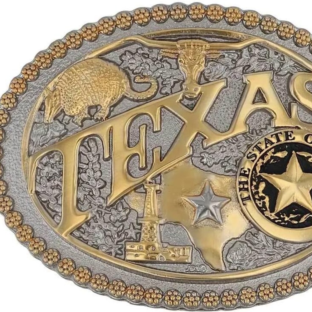 Attitude State Heritage Oval Antiqued Patina Western Belt Buckle