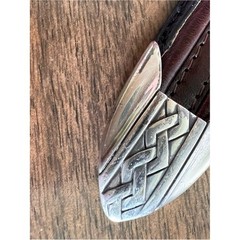 VTG ONYX by Brighton Two Tone Leather Belt Men 42 Silver Buckle Western Rodeo