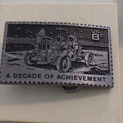 Belt Buckle NASA Moon Rover Solid Pewter DORY,Sand Stone Gold Tone Buckle