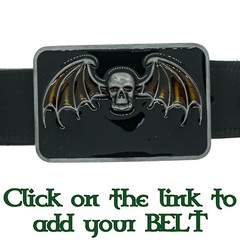 Skull Bat Gothic Belt Buckle Heavy Metal Biker Pewter Style Pirate Halloween