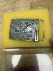 Vtg Indiana Metal Craft Anheiser Busch Budweiser Beer Enamel Belt Buckle BB27