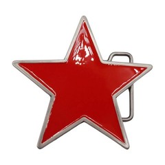 Red Men Women Belt Buckle Silver Metal Western Fashion Texas Lone Star TX Casual